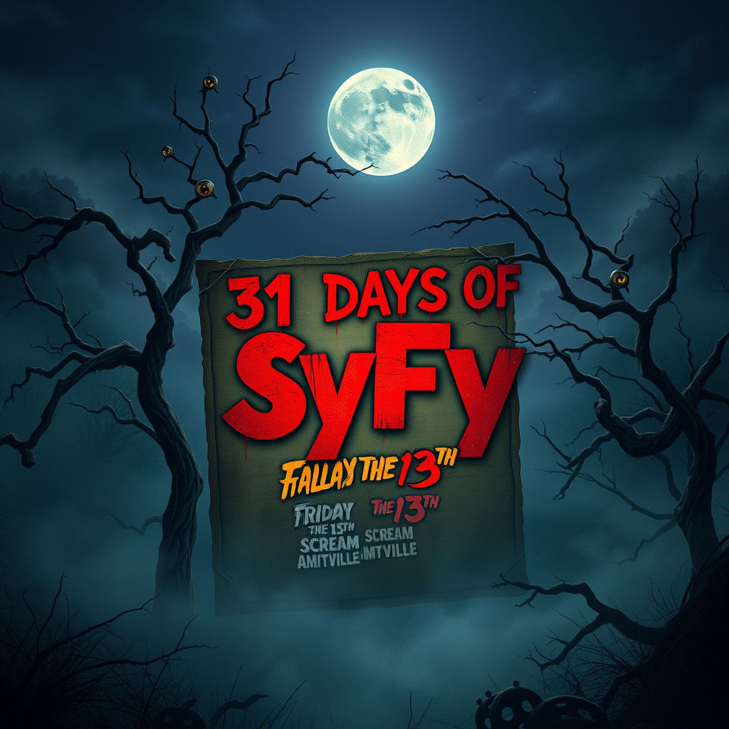 Mystical SyFy Halloween Logo with Vintage Horror Movie Poste...