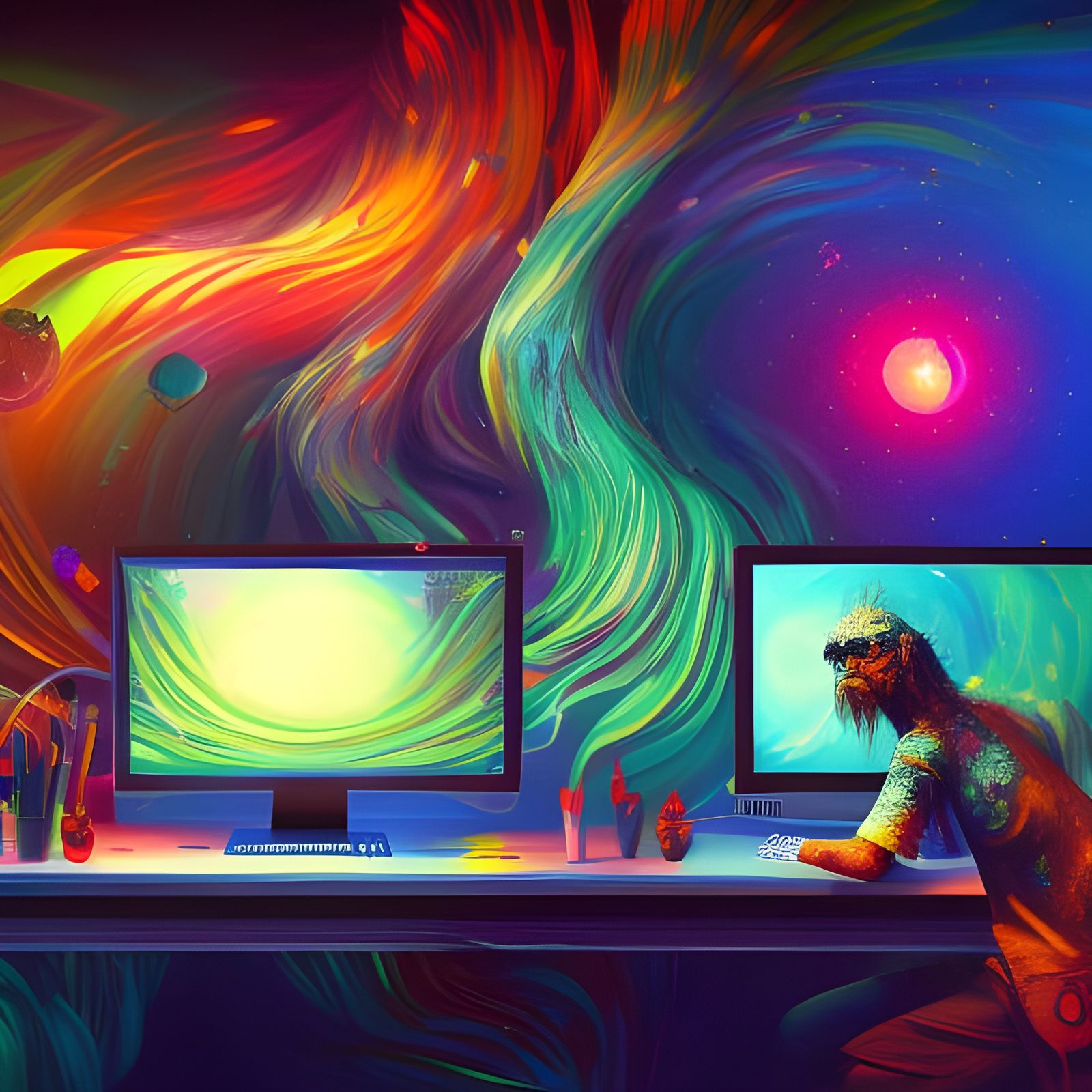 Artist Creating Colorful Art in Unreal Engine