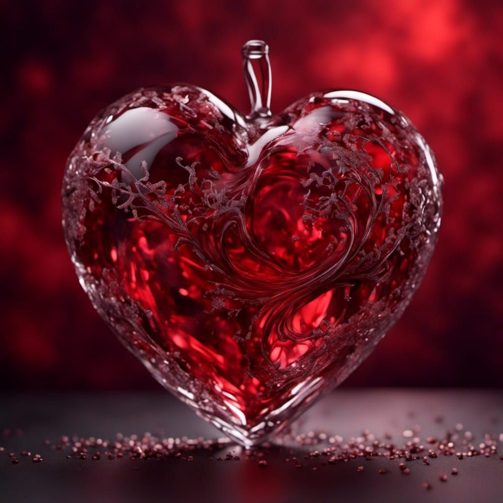 Red Heart in Glass Digital Art