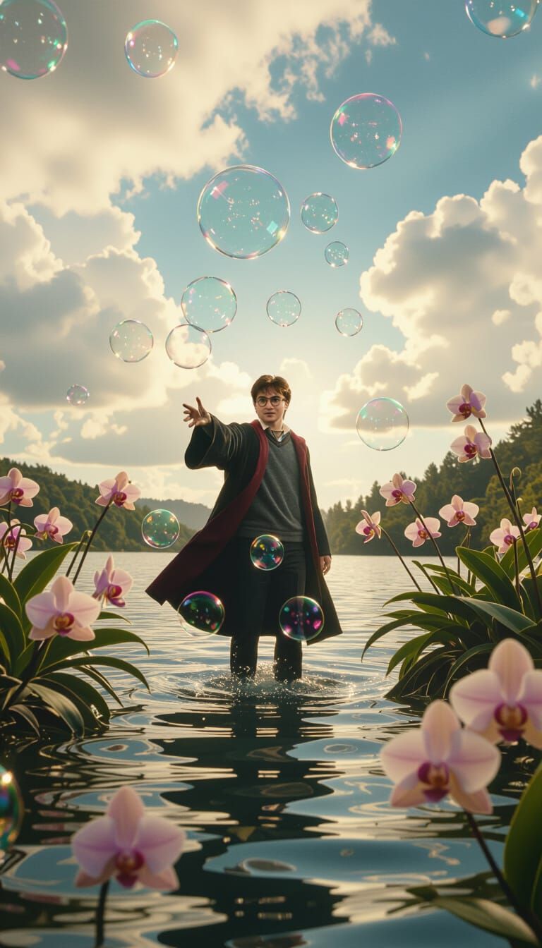 Harry Potter and Bubbles in Cinematic Sunshine