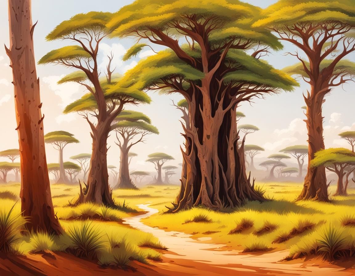 Steppe Meets Jungle Landscape, Digital Painting