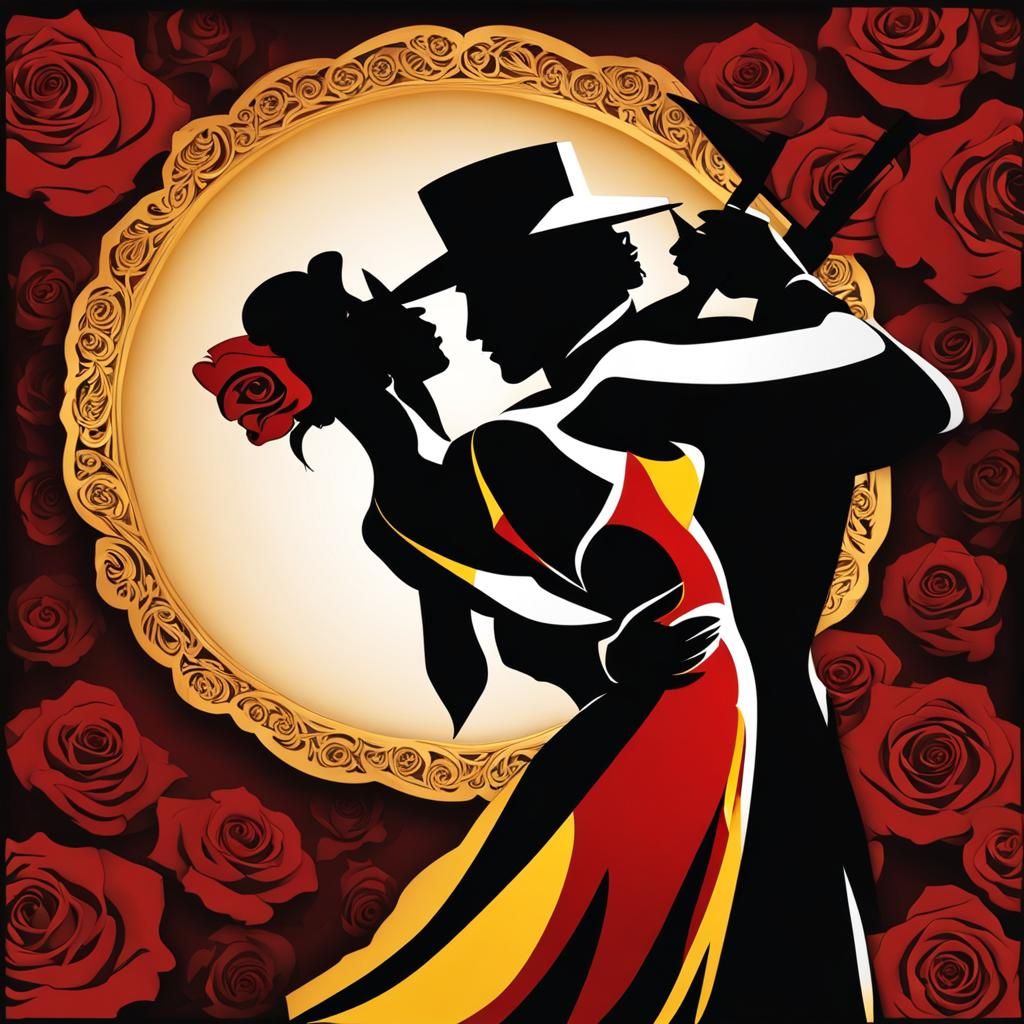 Passionate Tango: Silhouette in Red and Yellow