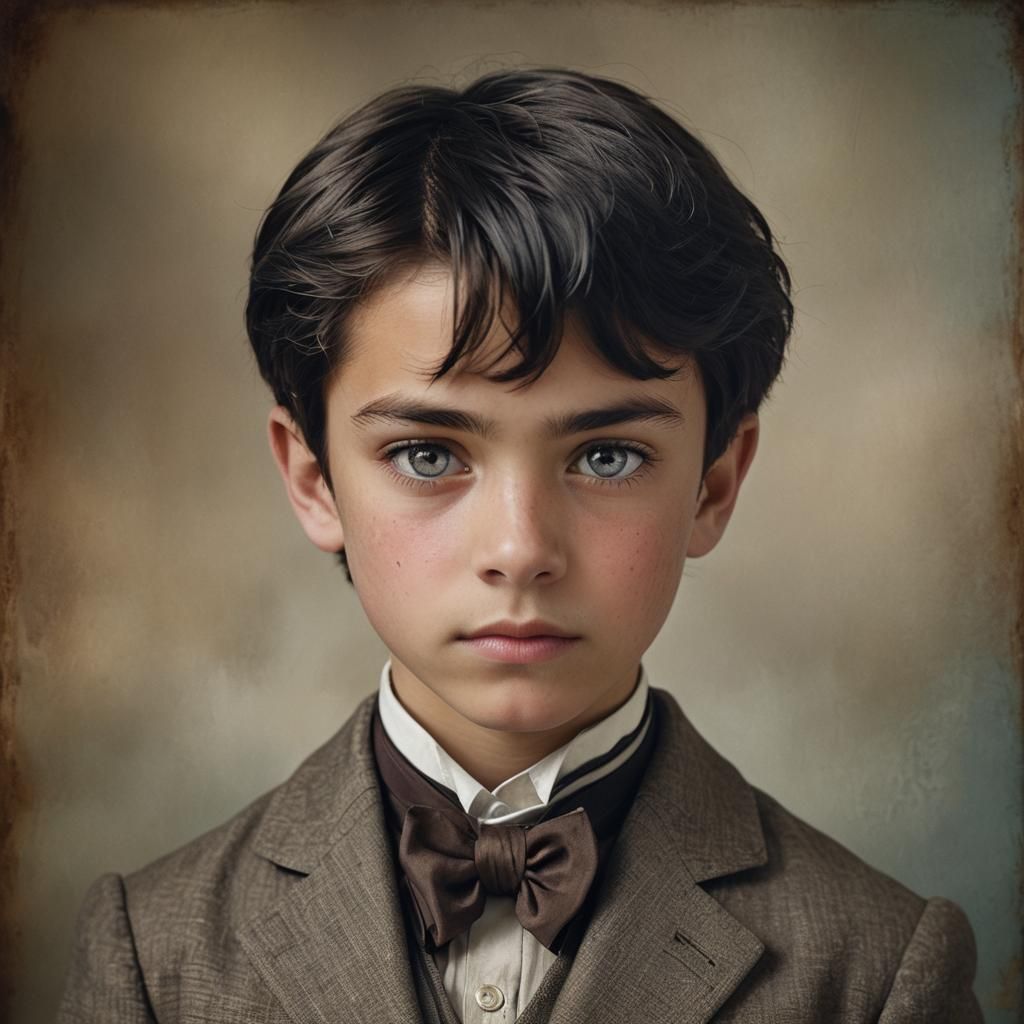 Victorian Boy Portrait in Photographic Style