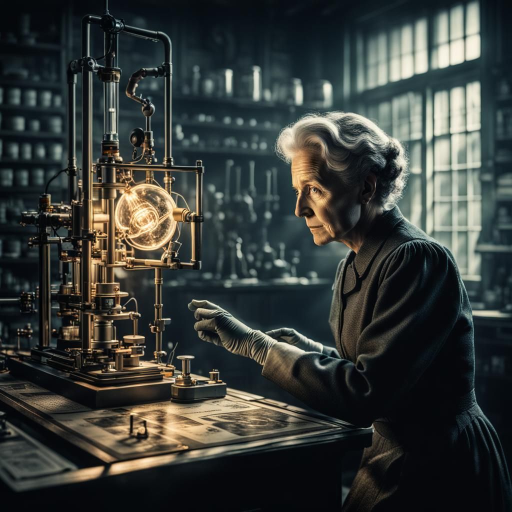 Marie Curie's X-Ray Discovery in Hyperrealistic Detail