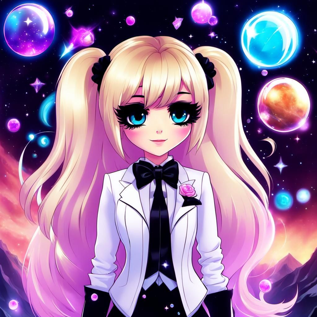 Emo Girl in Tuxedo with Bioluminescent Nebula