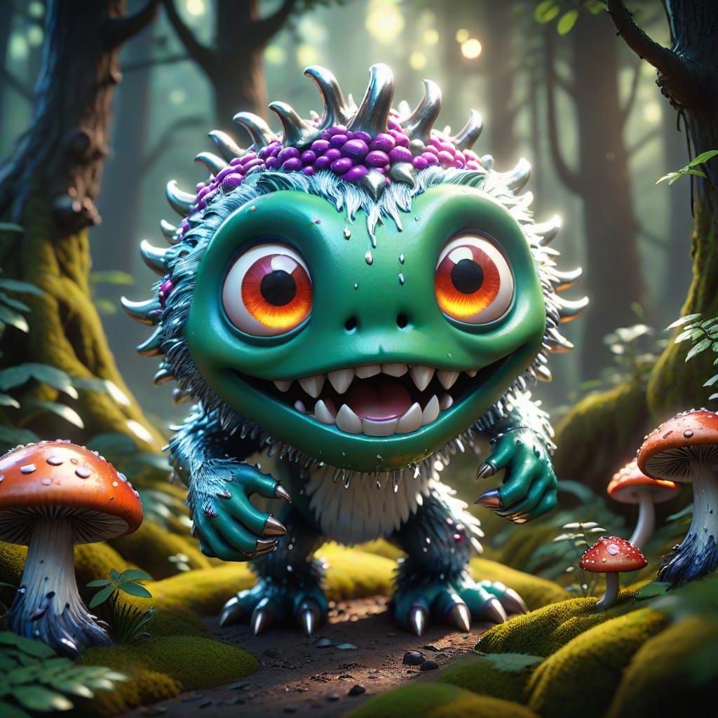 Mystical Silver Berry Beast in Enchanted Forest