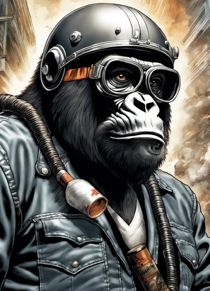 A gorilla biker