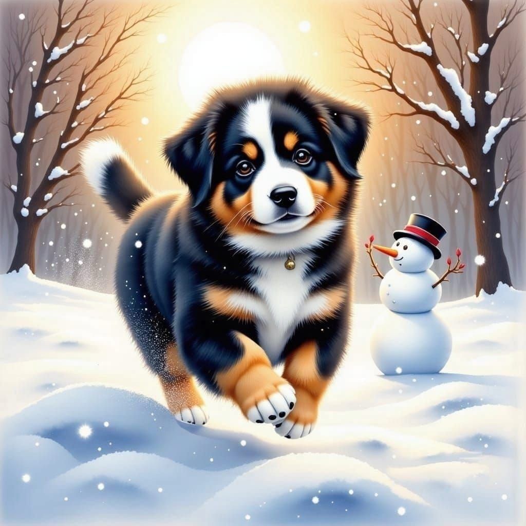 Bärli - loves the snow! Walking in a Winter Wonderland!