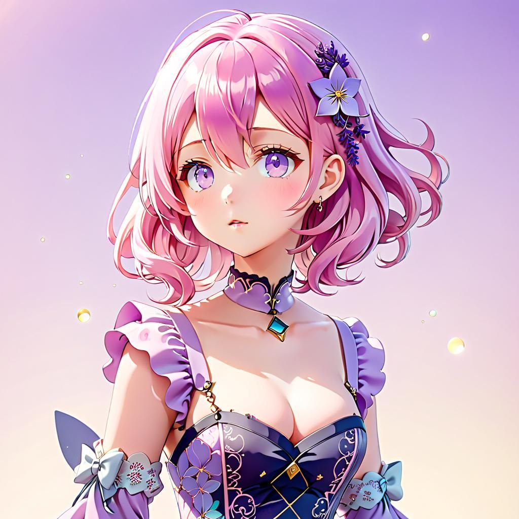 Pink-Haired Anime Girl in Moe Style