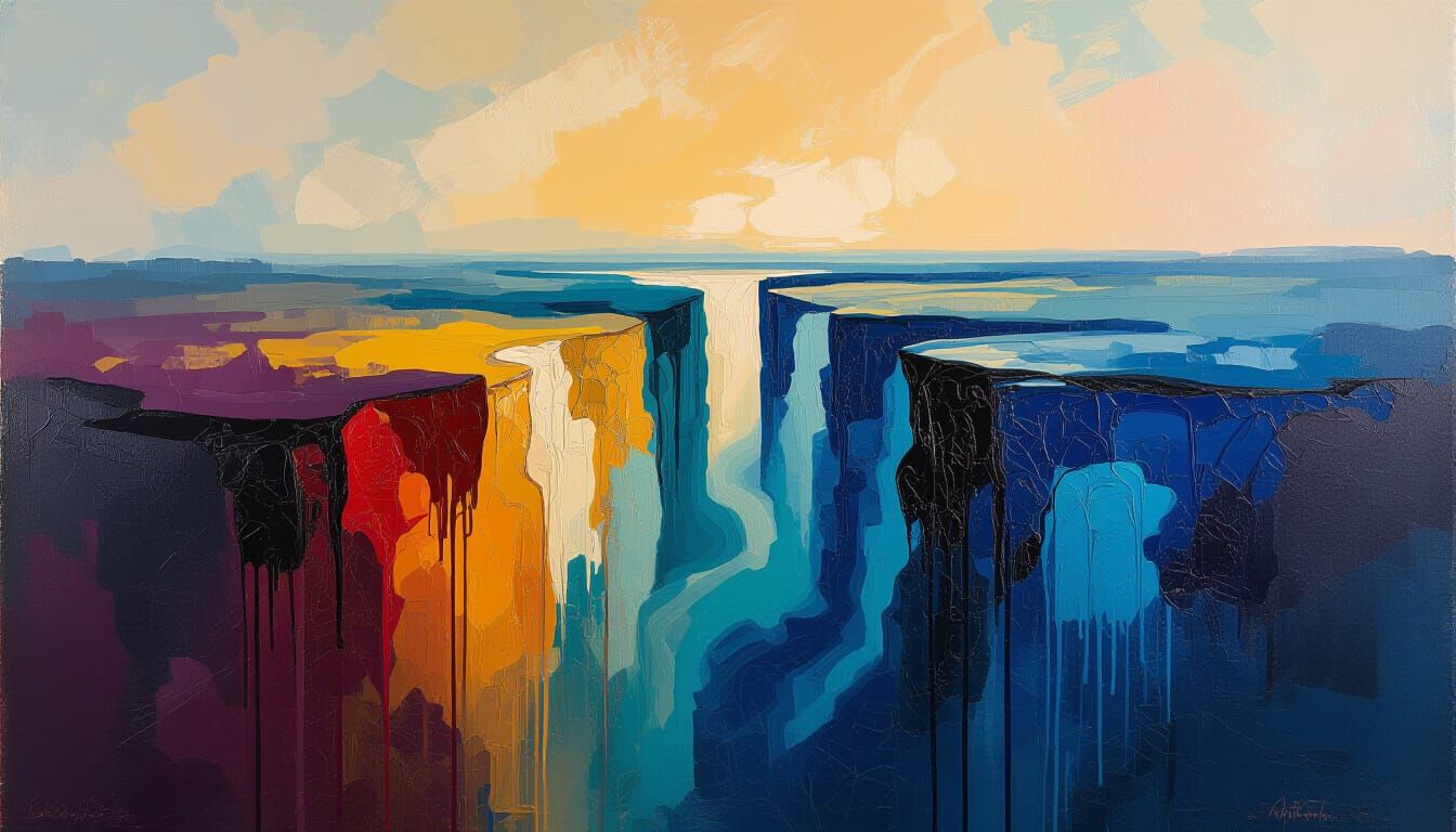 Surreal Dripping Landscape in Abstract Expressionist Style