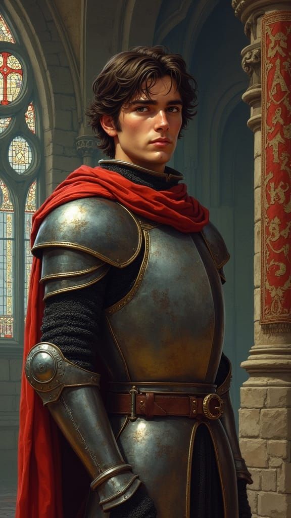Handsome Knight in Medieval Setting: Digital Art