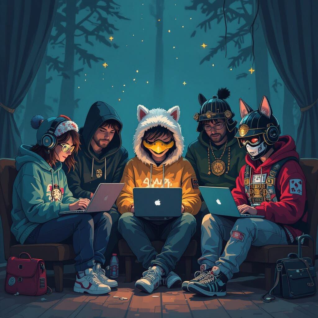 Surreal Digital Art: Online Personas in Dark Room