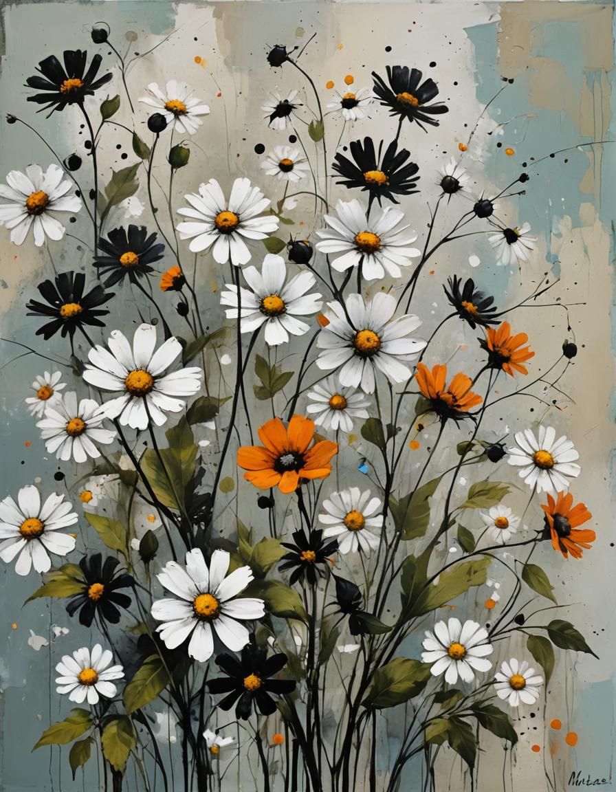 Abstract Oil Painting with Impasto Texture