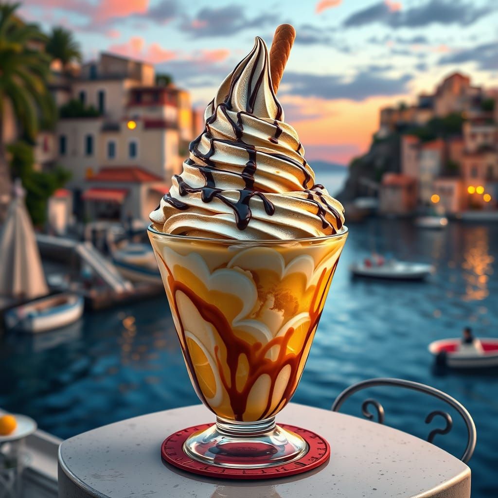 Giant Italian Ice Cream Cup by the Sea