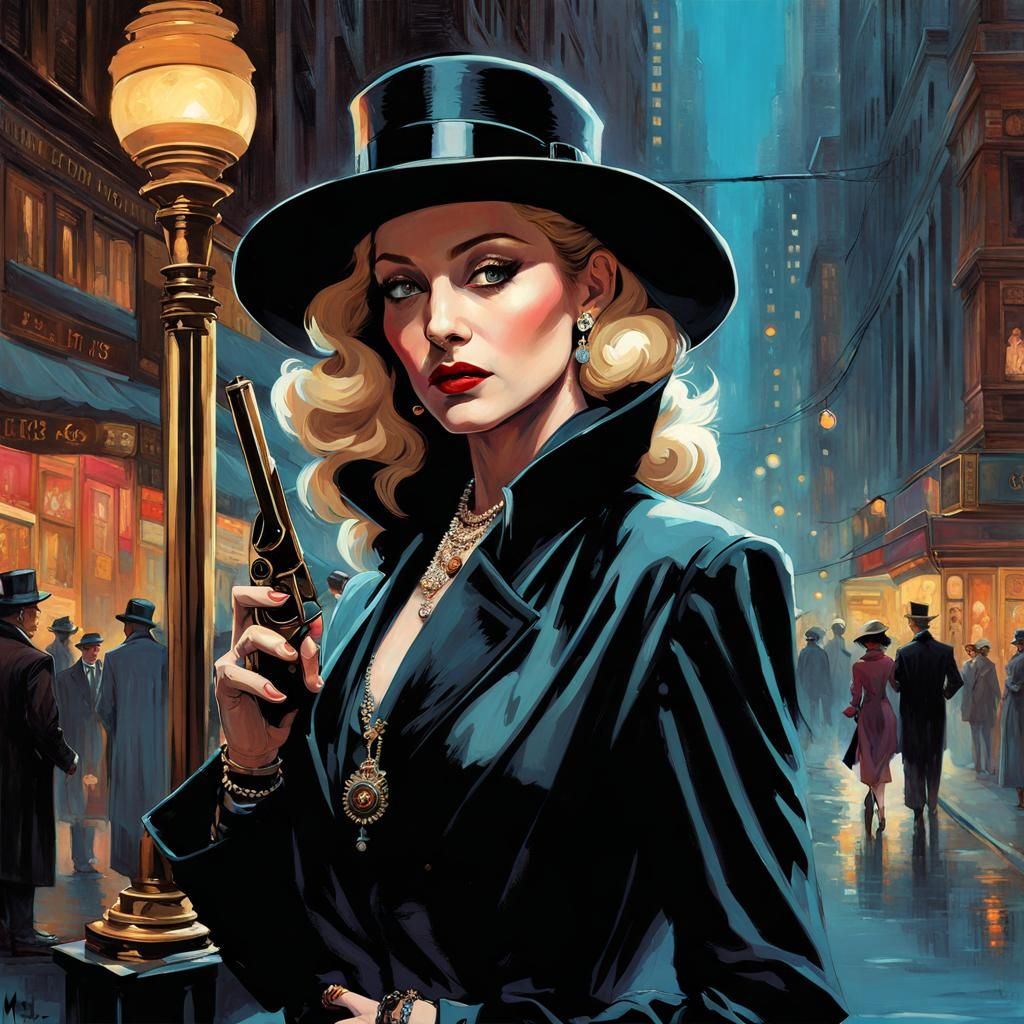 Steampunk Madonna Detective in Noir City