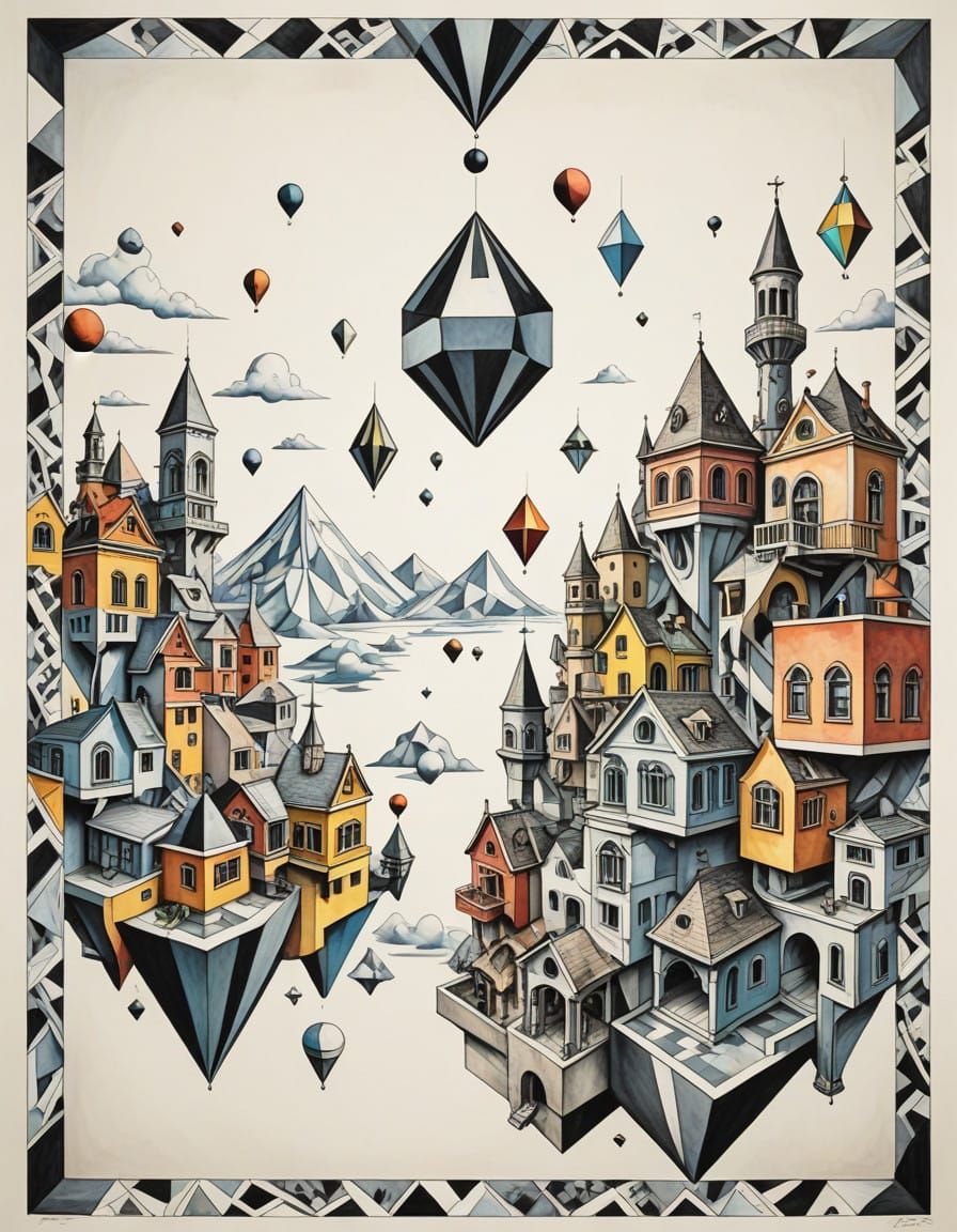 Surreal Geometric Wonder in 3D HDR Style