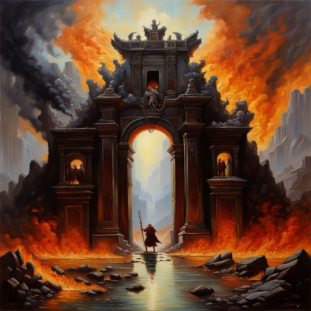 Gates of Hell Beckon: Oil Painting