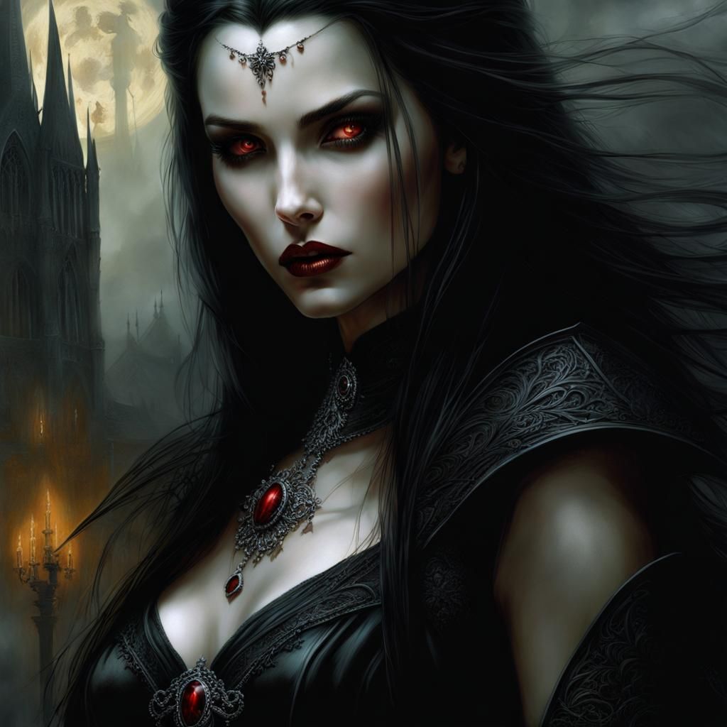 Captivating Vampire with Gothic Aesthetics in Digital Painti...