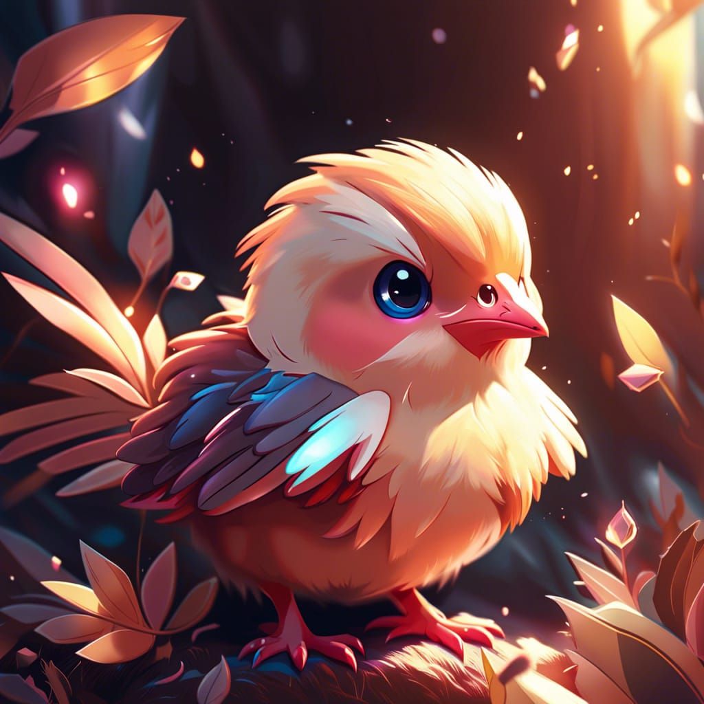 Adorable Baby Pidgey Pokémon in Digital Art