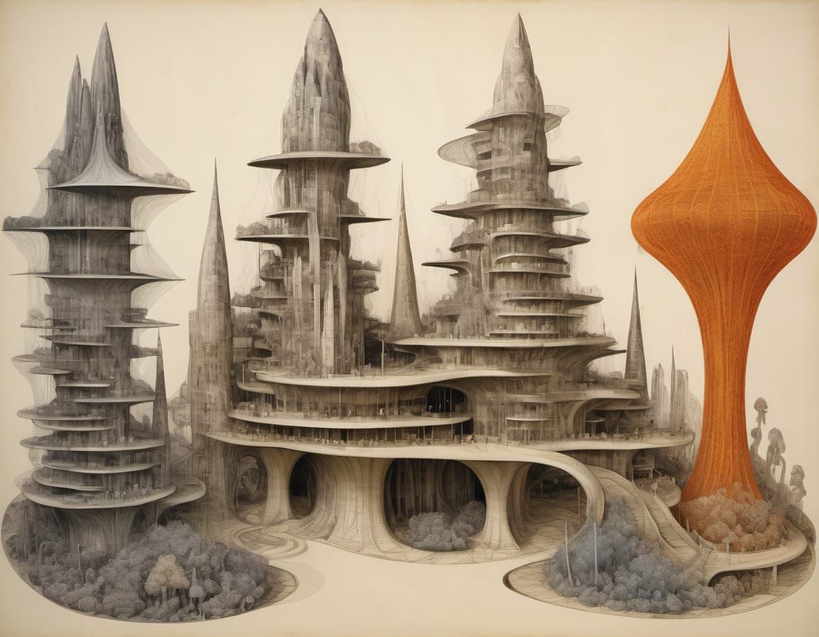 Surreal Wizard Builds Magical Bauhaus Architecture