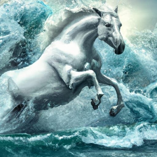 White Kelpies Galloping: Epic Splash Art