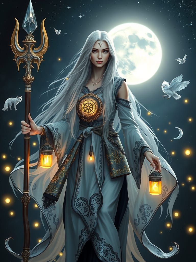 Ethereal Cleric in Mystical Robes with Radiant Power