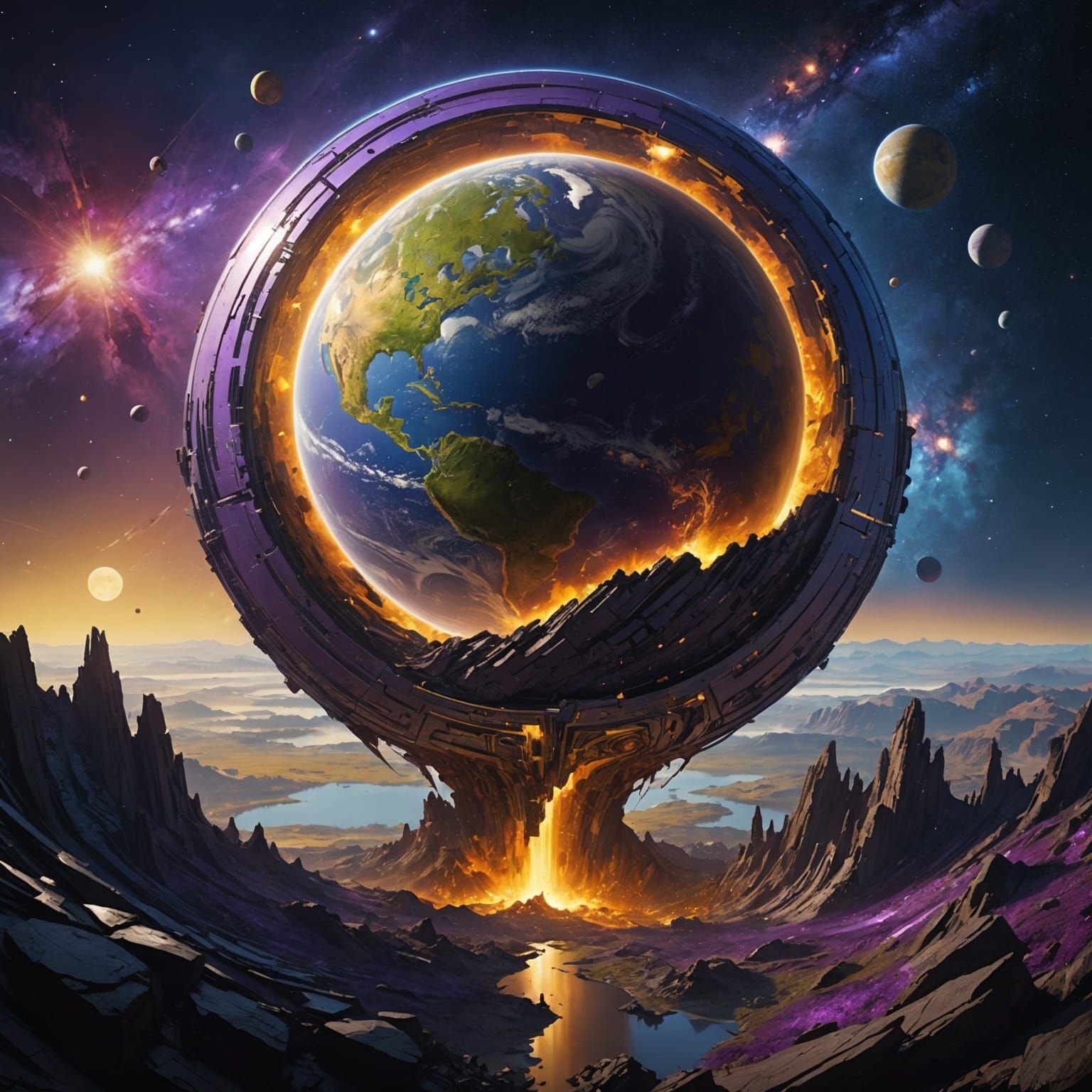 Earth Galaxy Universe Reveal: Detailed Digital Art