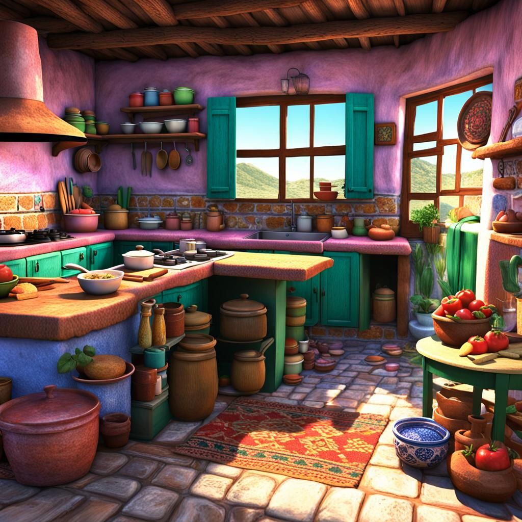 Mexican Family Meal in Cozy 3D Animated Kitchen