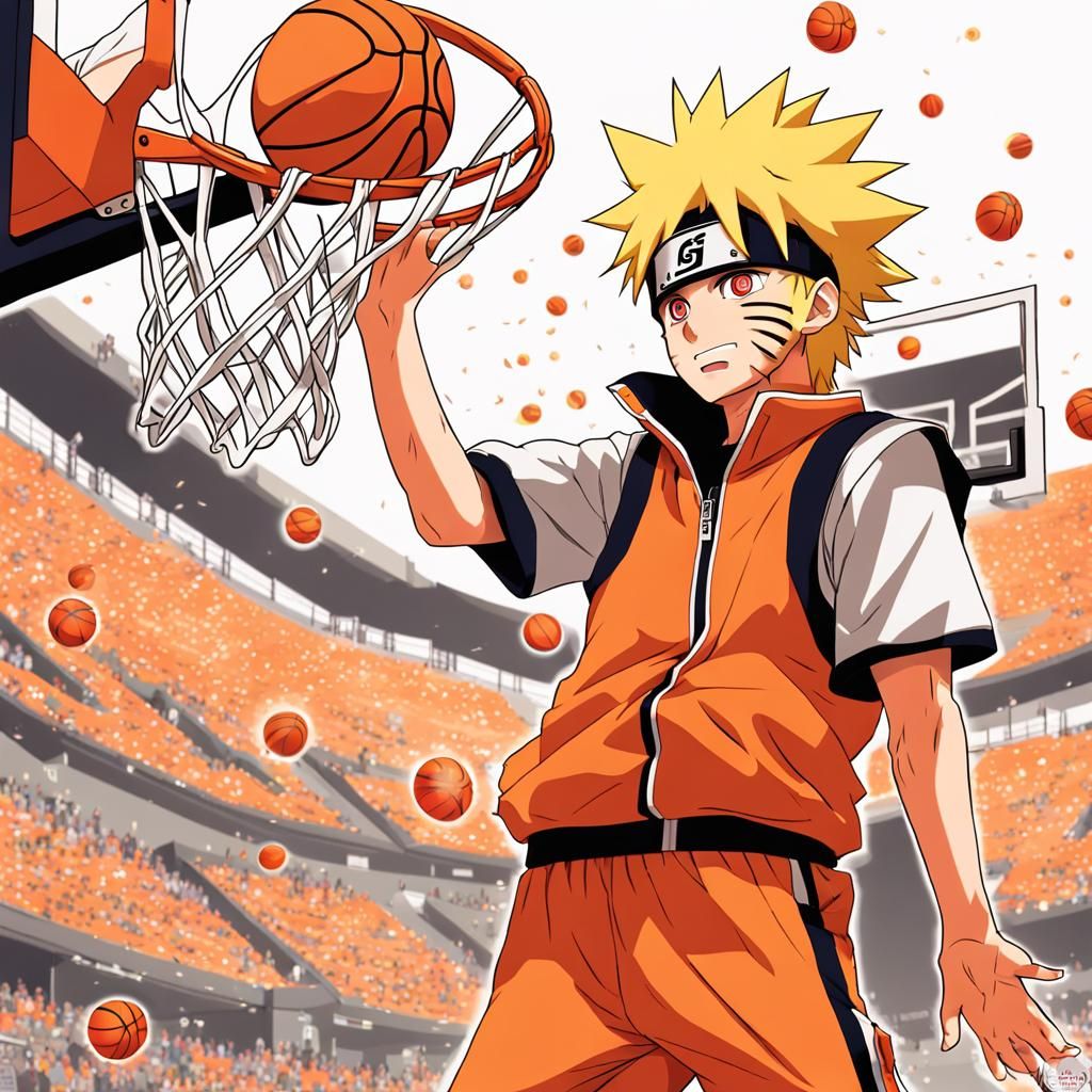 Naruto and Kurama Play Basketball in Anime Style
