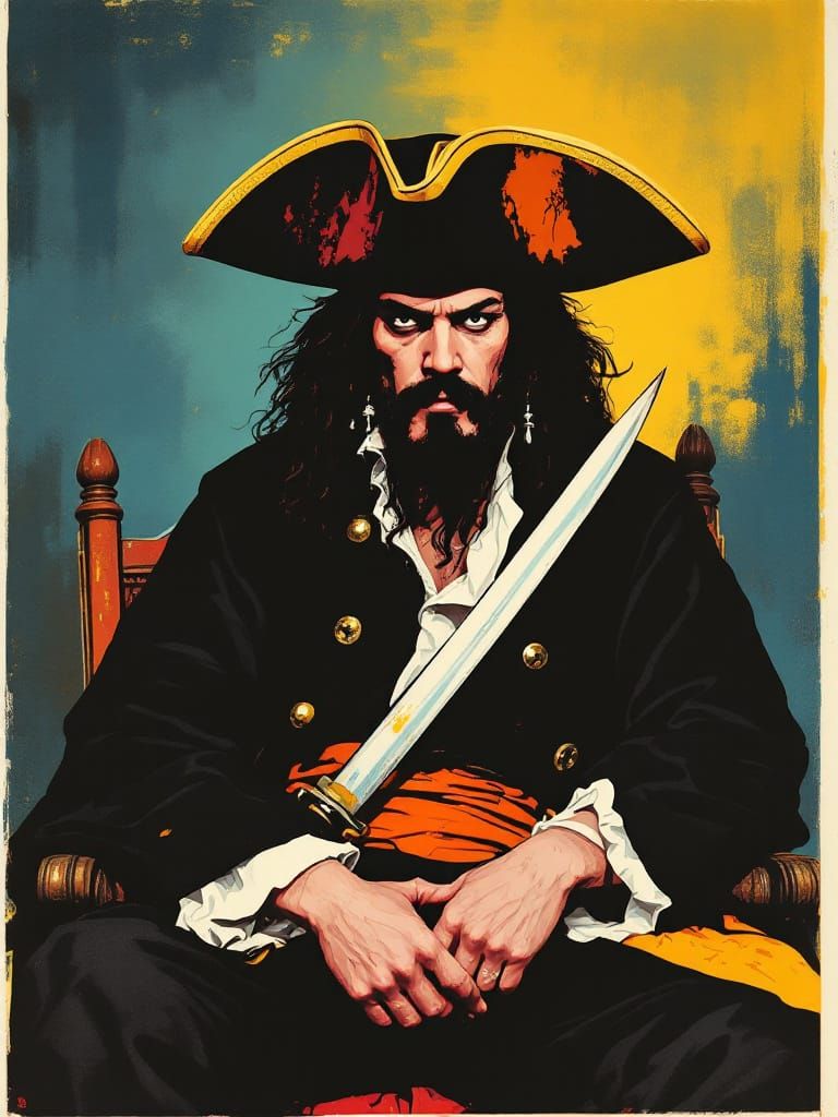 Blackbeard Portrait in Bold Graphic Style
