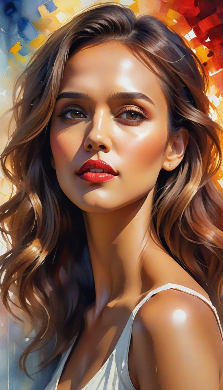 Jessica Alba Ethereal Portrait in Van Gogh Style