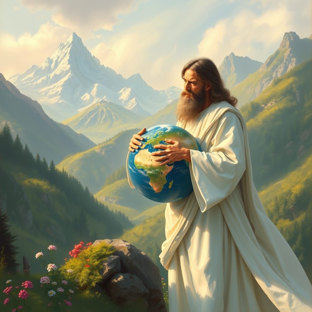 God hugging the earth