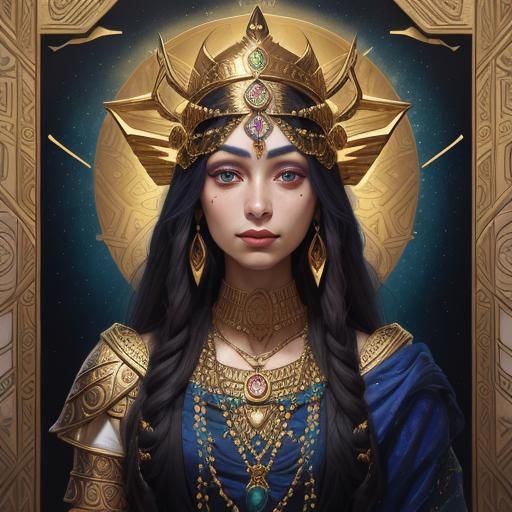 Regal Sumerian King Portrait in Oil Painting Style