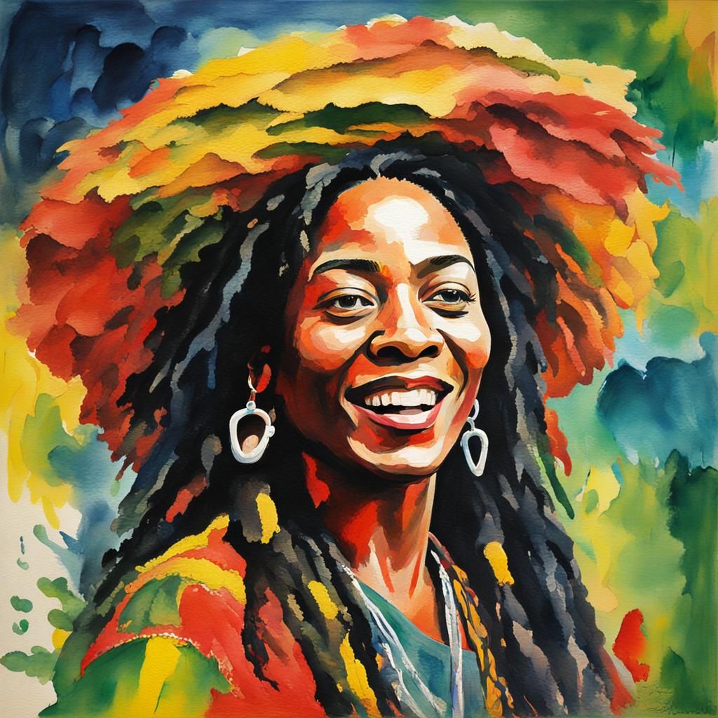 Reggae Queen in Gouache Style Watercolor