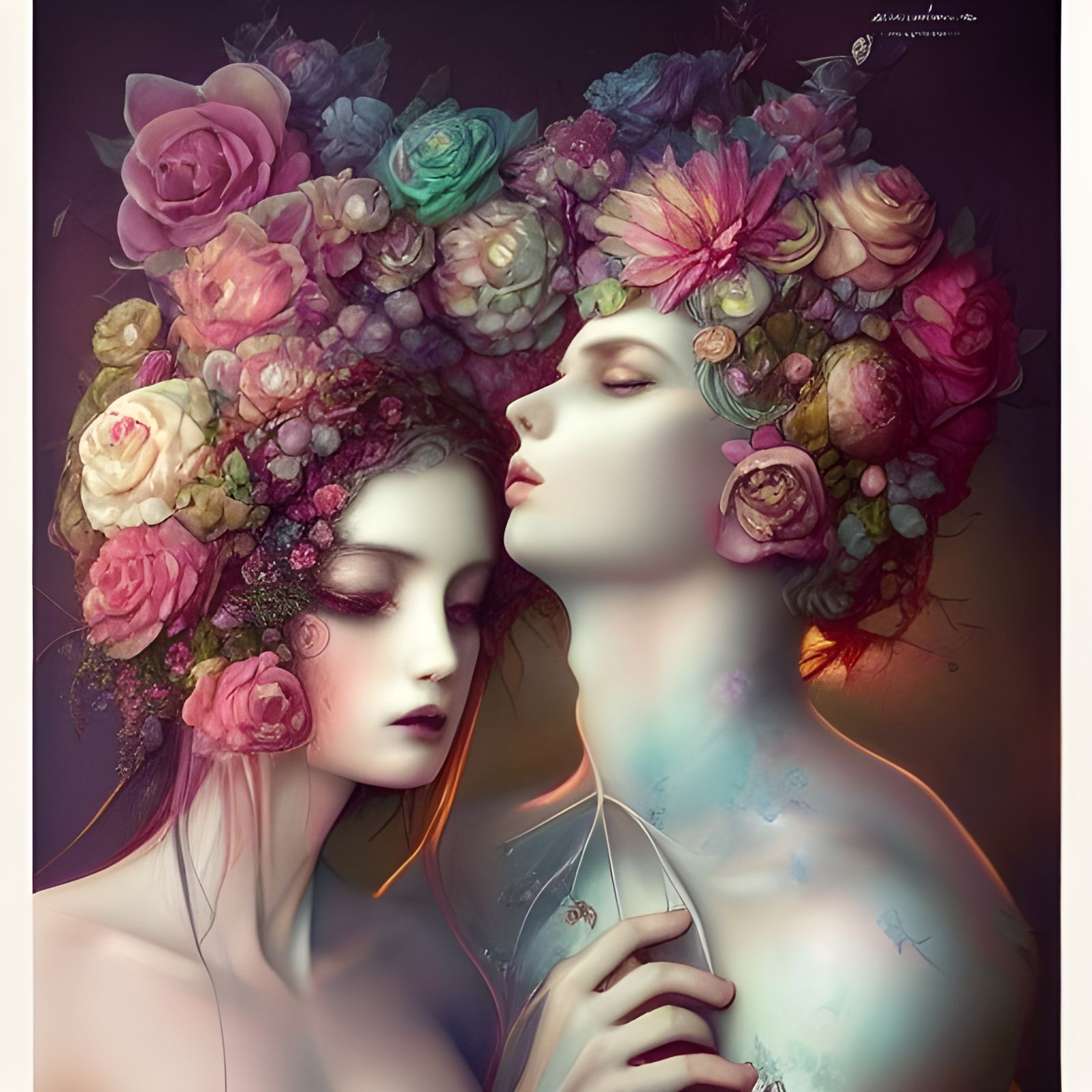 Romantic Couple in Ethereal Rose Garden