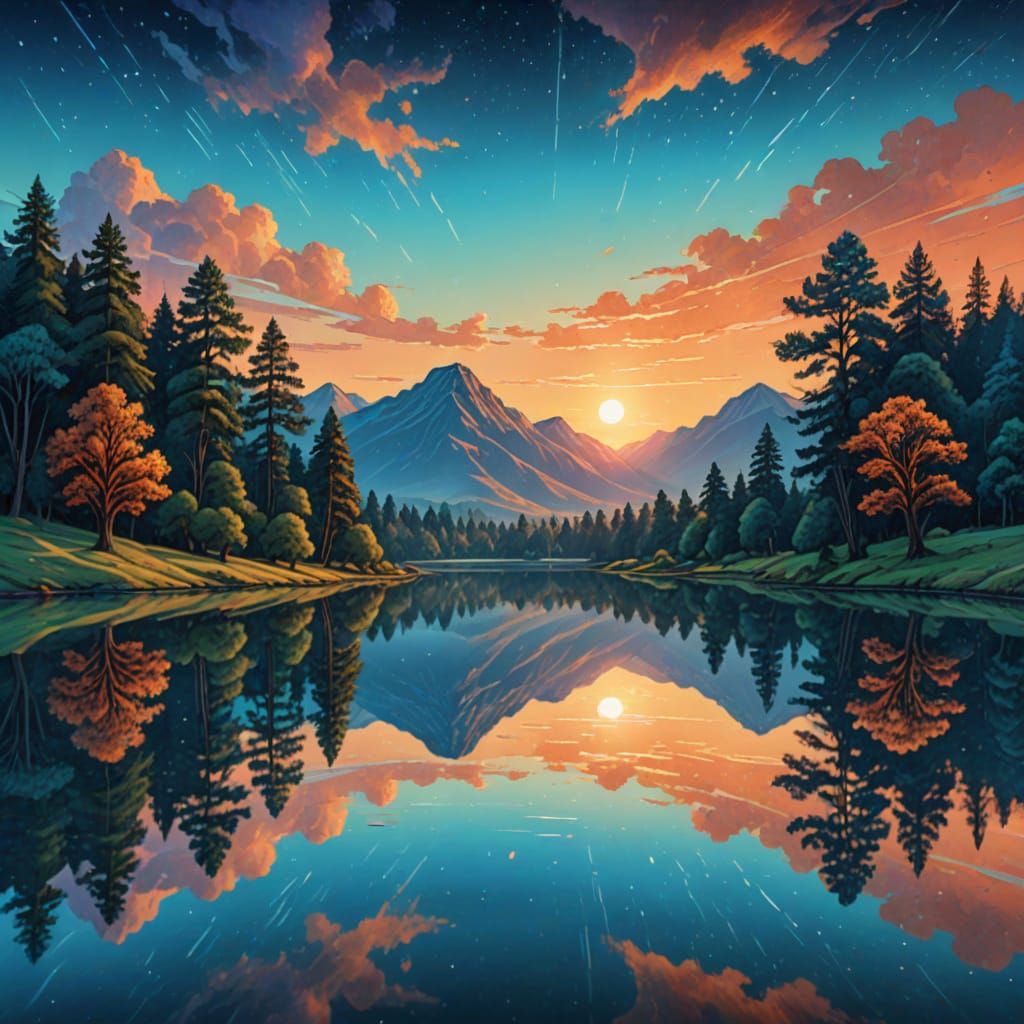 Cosmic Serenity in Orange Hues