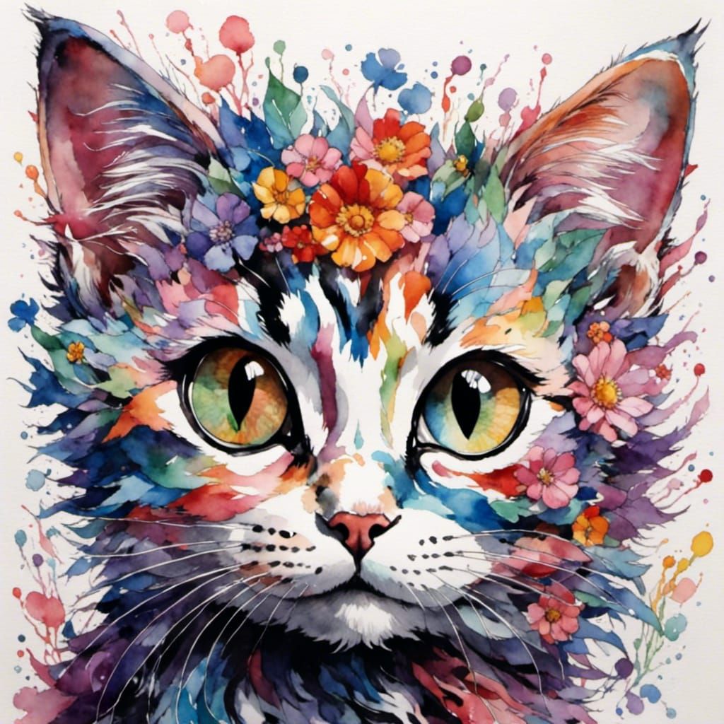 Cat with Big Eyes in Soft Animal Style