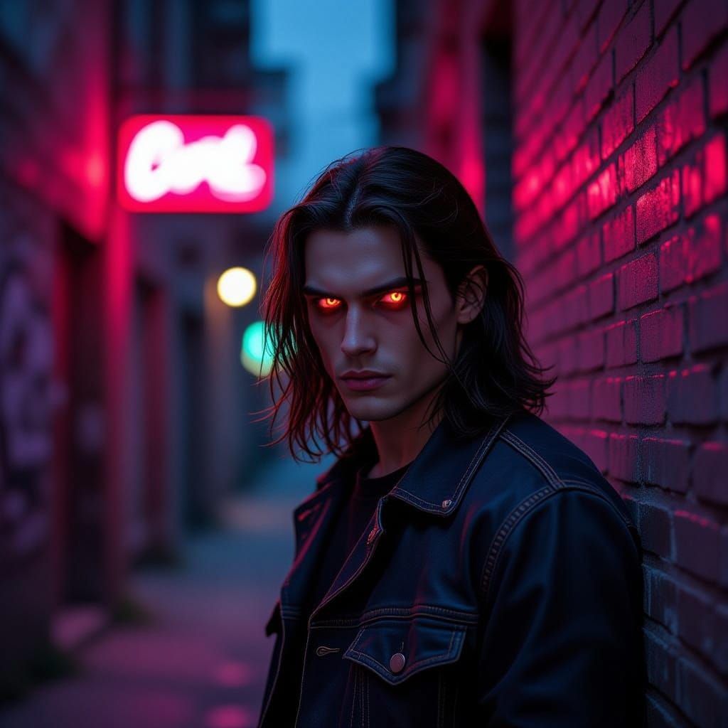 Blue Collar Vampire in Urban Alley at Night