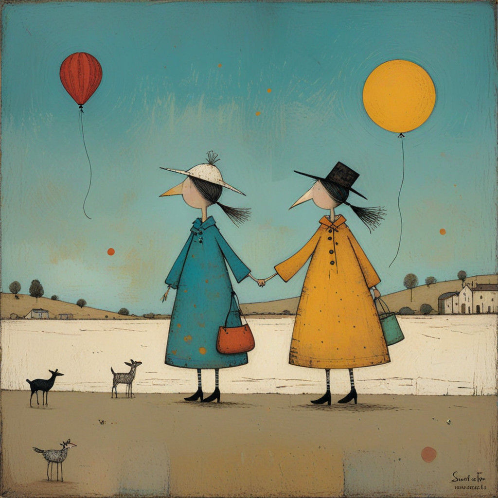 Whimsical Desert Scene in Watercolor Style