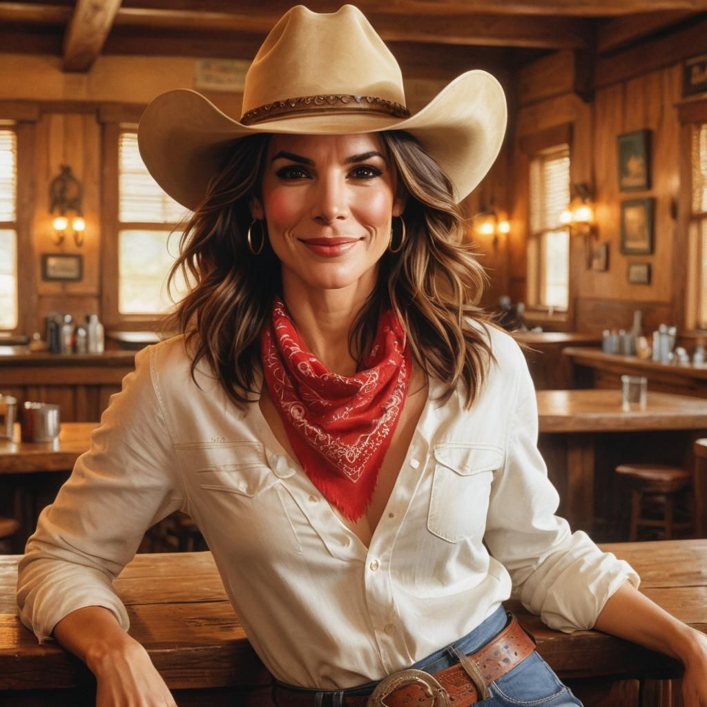 Sandra Bullock in Cowboy Hat Smiling