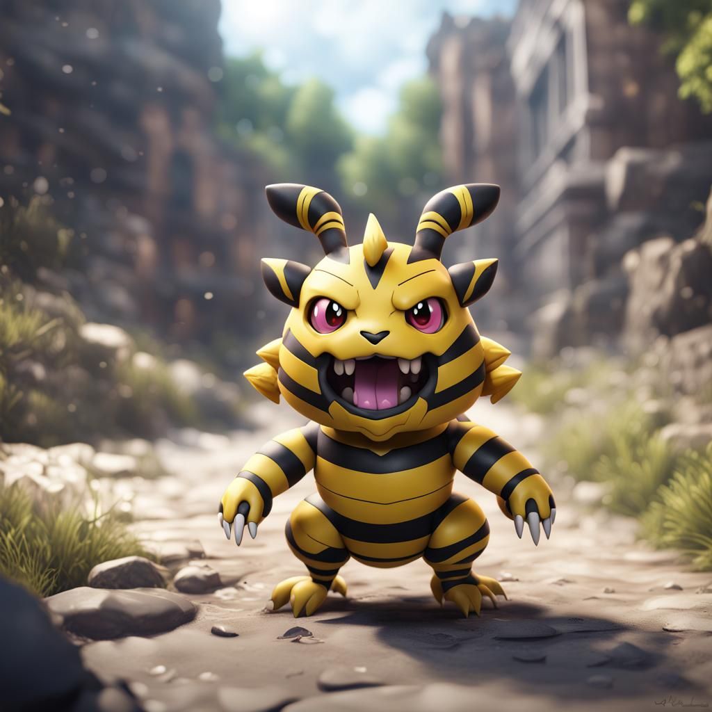 Hyperrealistic Chibi Electabuzz in Detailed Matte Painting