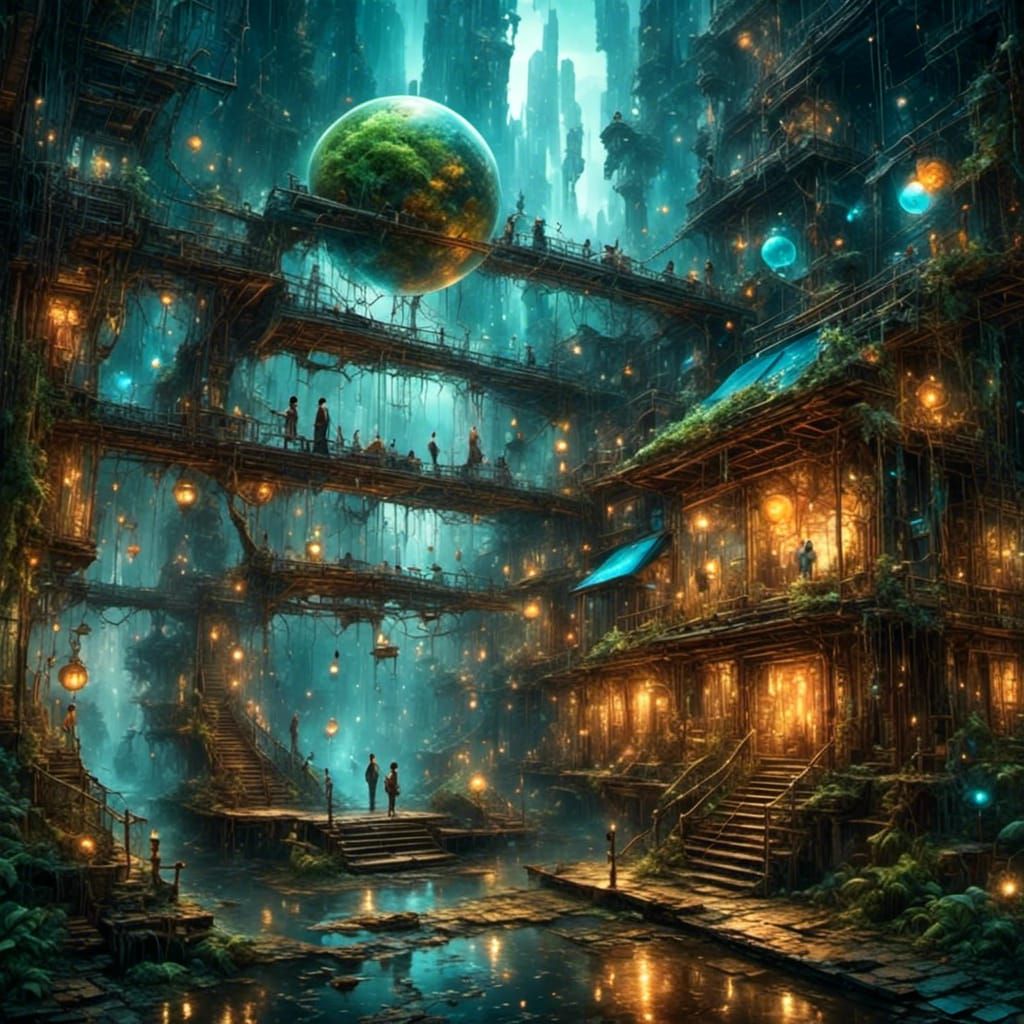 Futuristic Asian Android in Cyberpunk Style