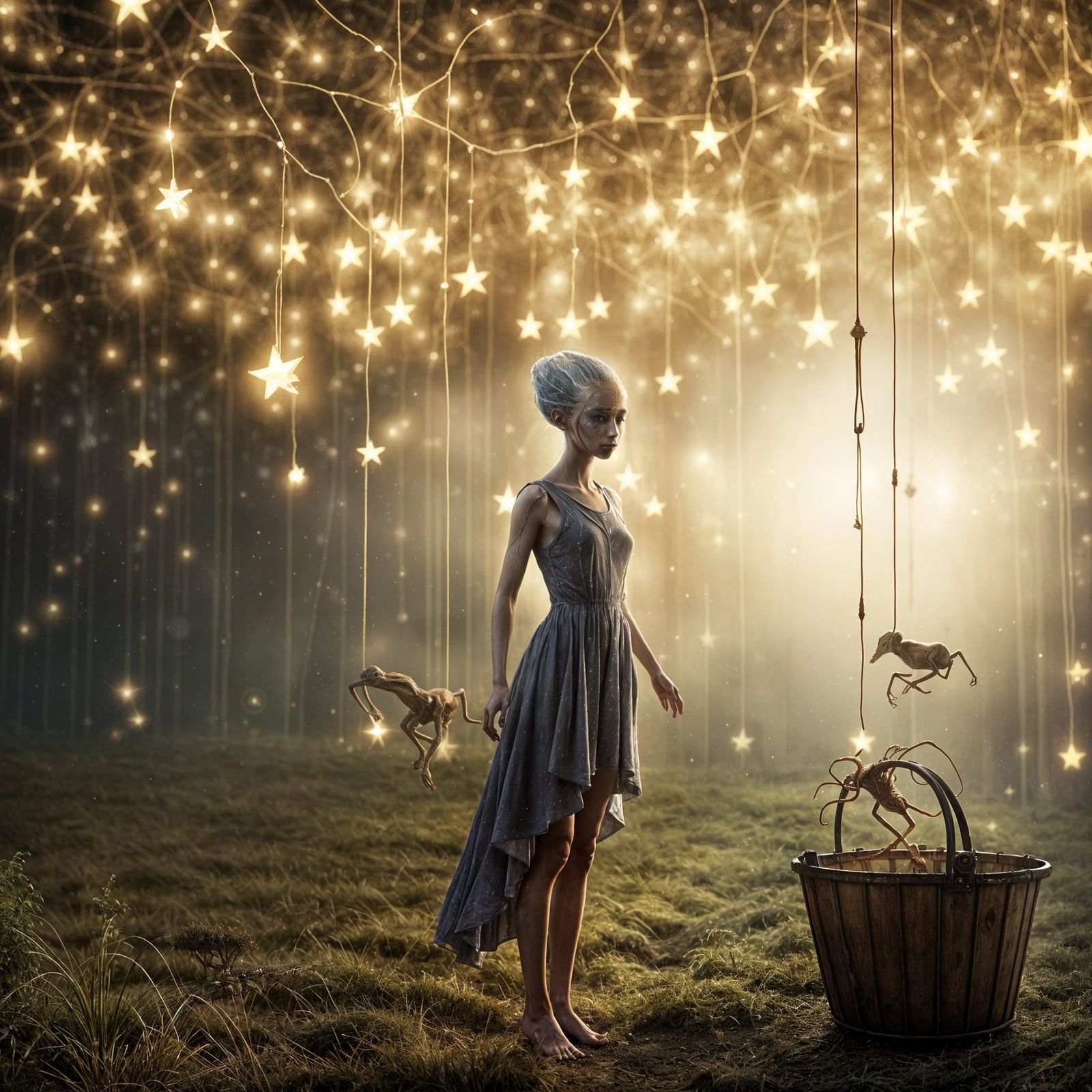 Floating Energy Alien at Party: Photorealistic 8k Render