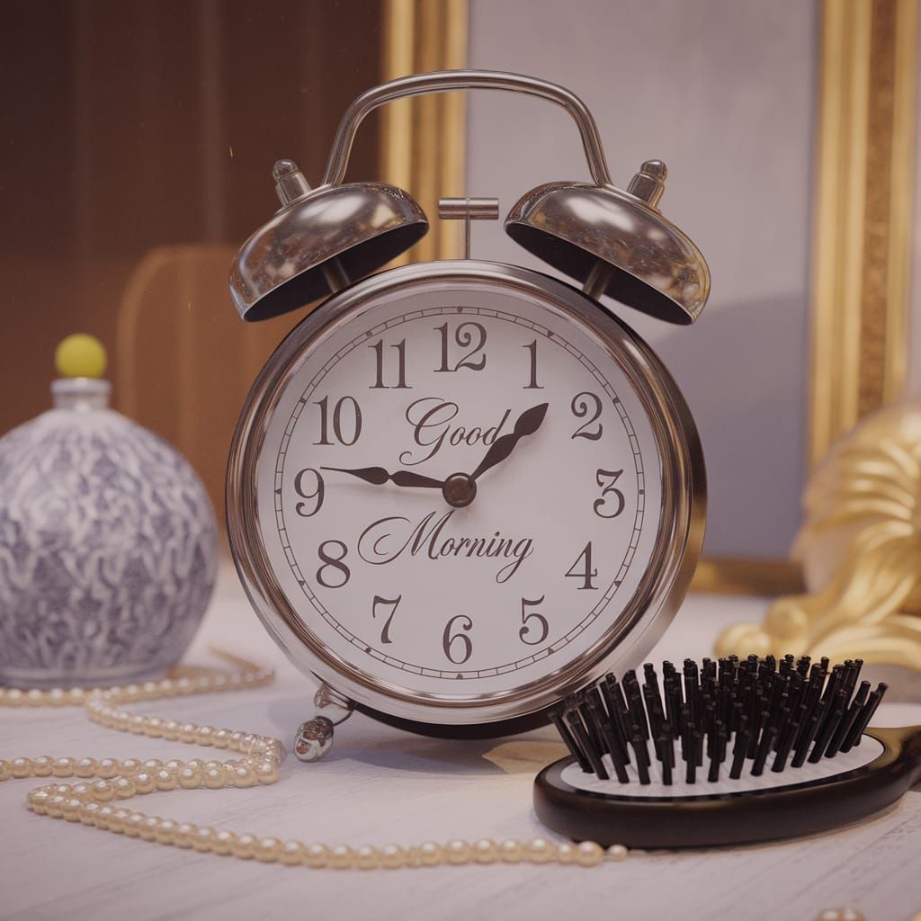 Alarm Clock Still Life: Detailed Fantasy Concept Art