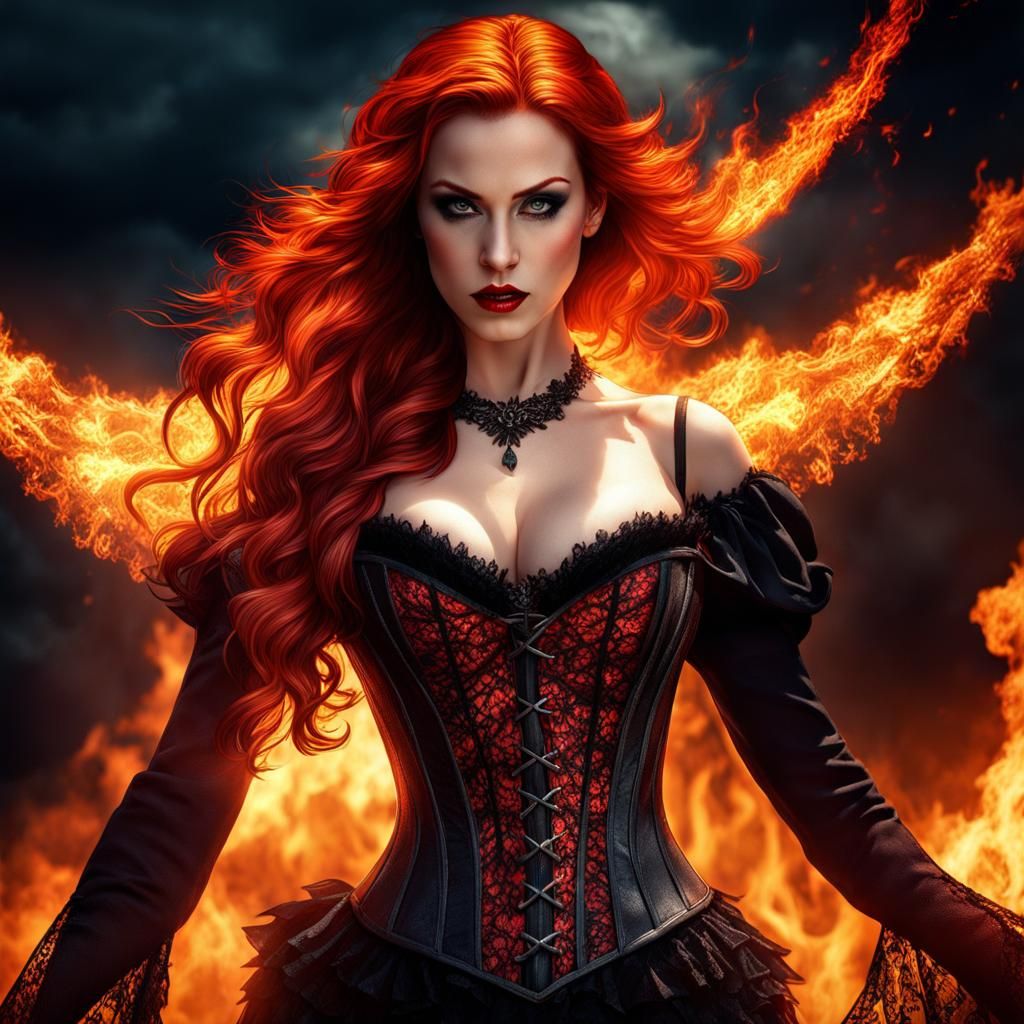 Redhead Vampire Walks Through Raging Fire