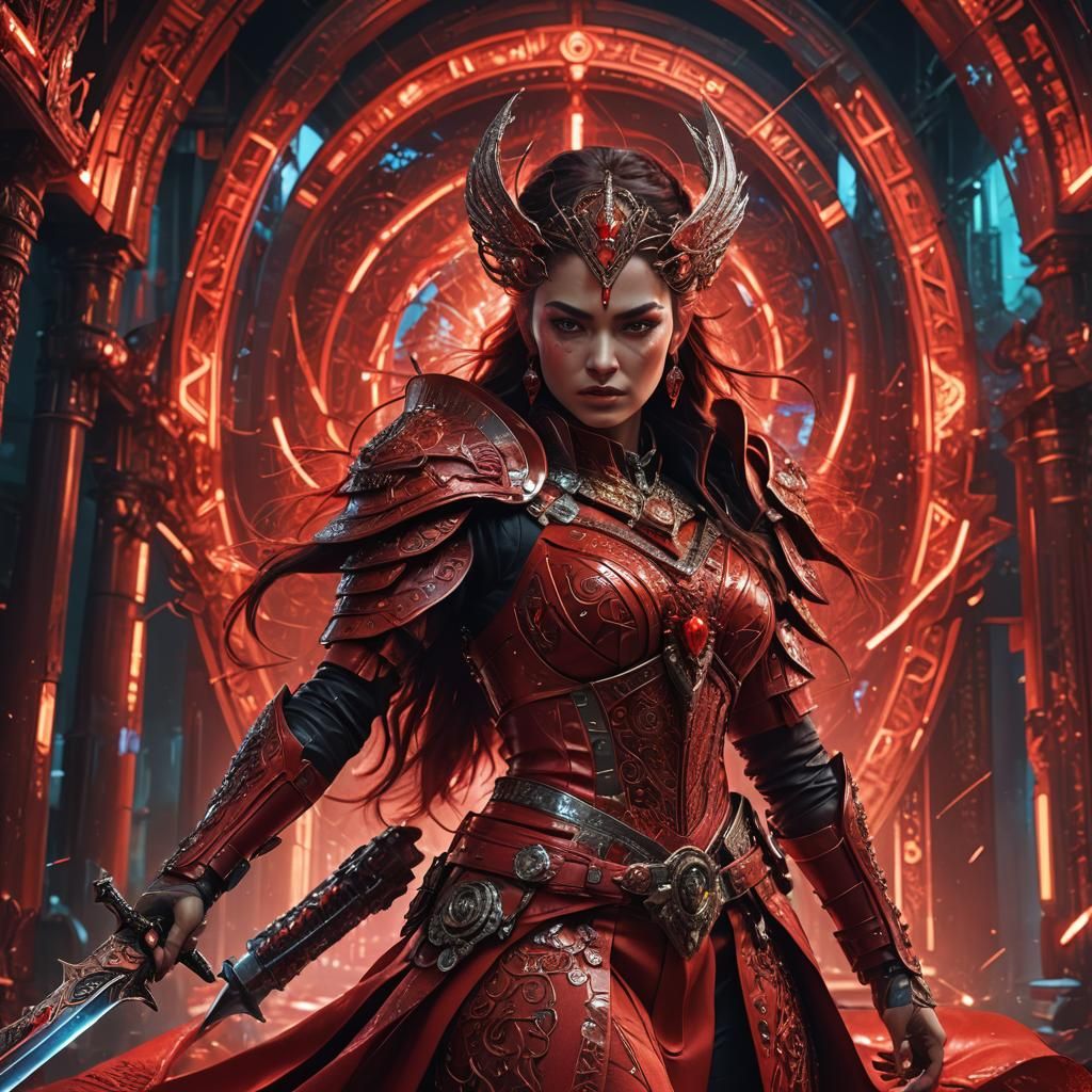 Fantasy Woman with Sword in Digital Matte Painting