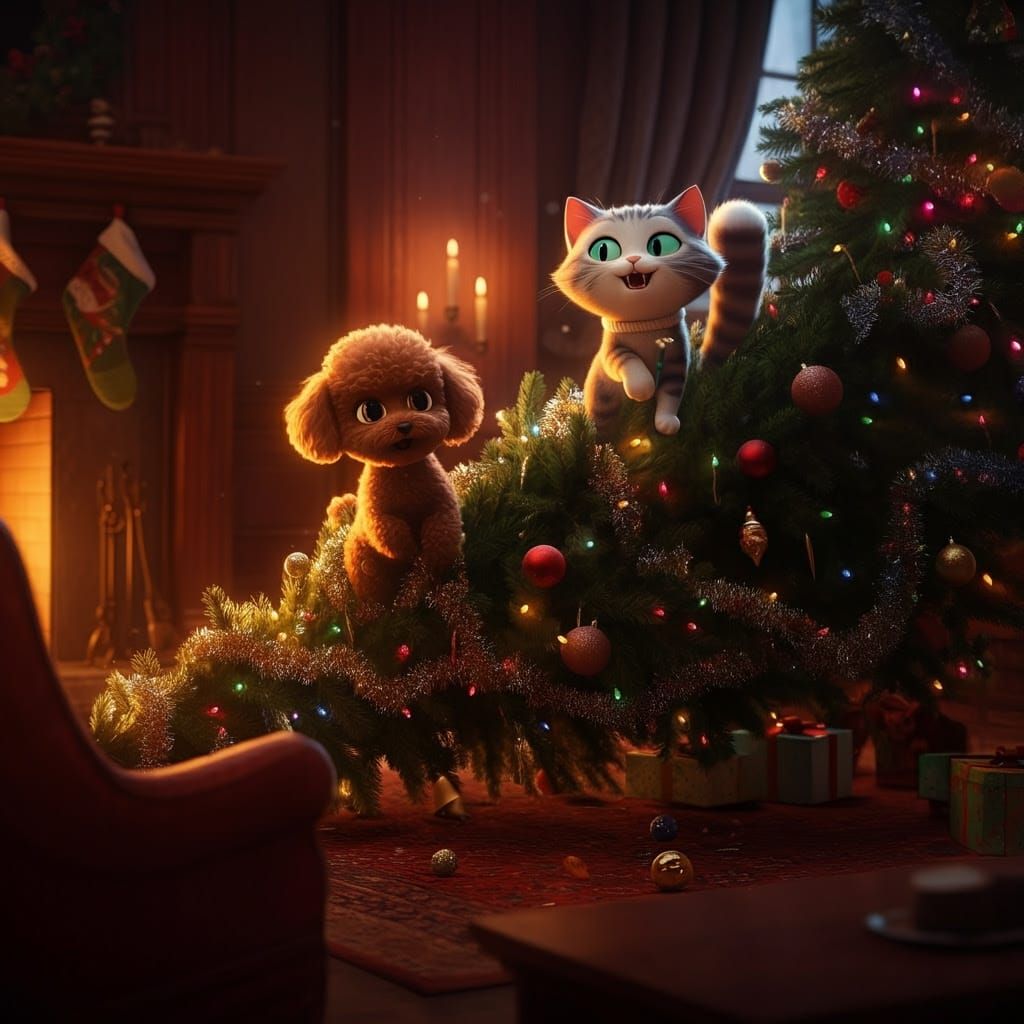 Pixar-Inspired Christmas Chaos: Mischief Among Friends