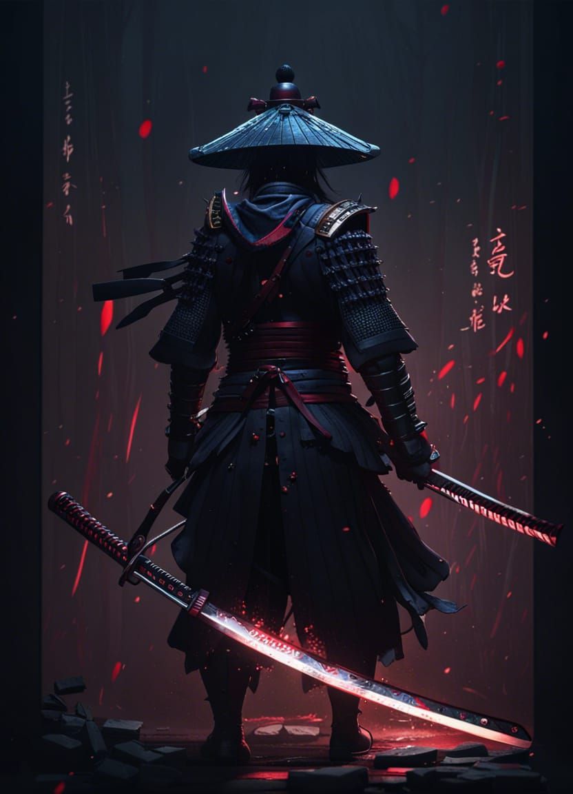 Japanese Samurai Katana in Dark Fantasy Style