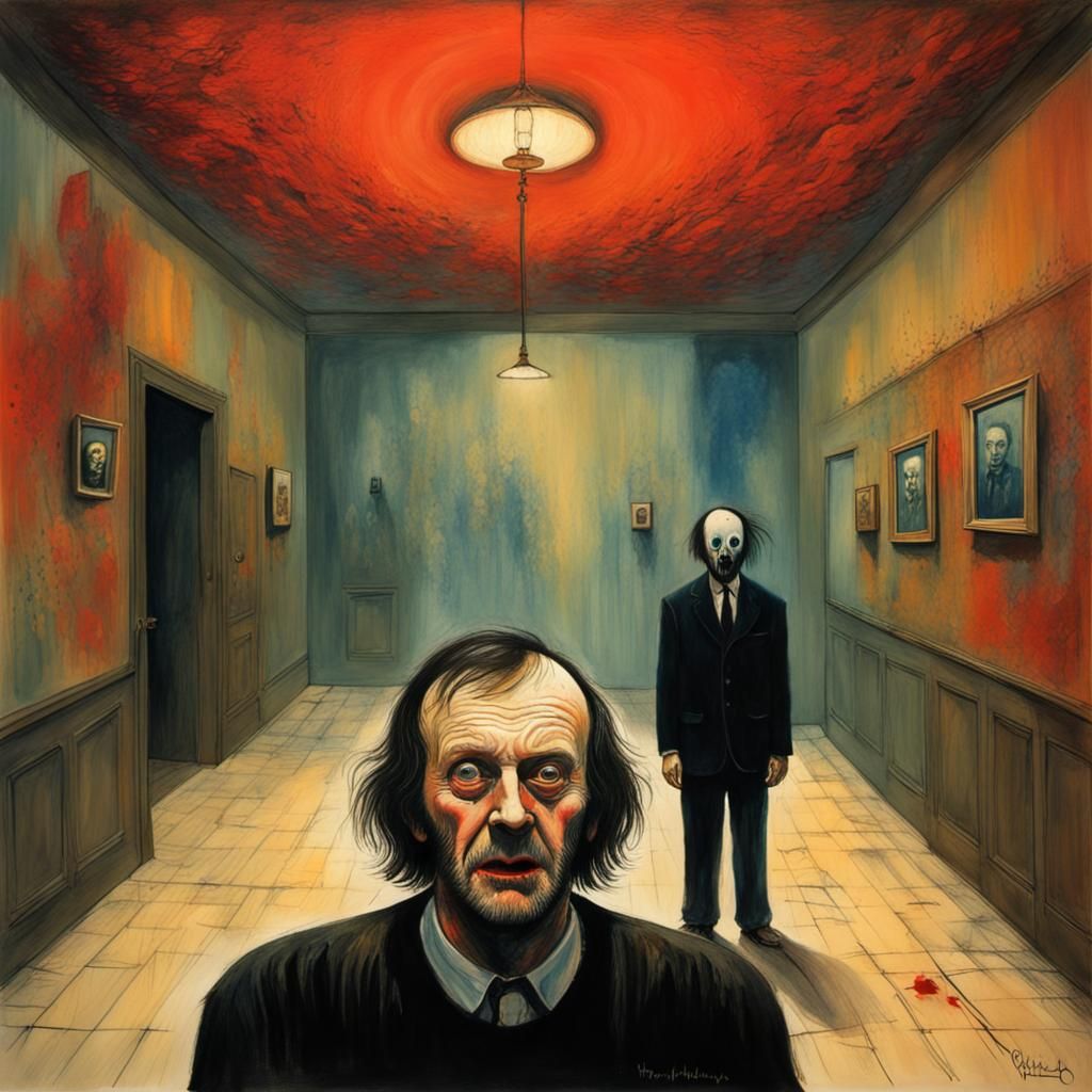 Surreal Horror Masterpiece in Gouache and Watercolor