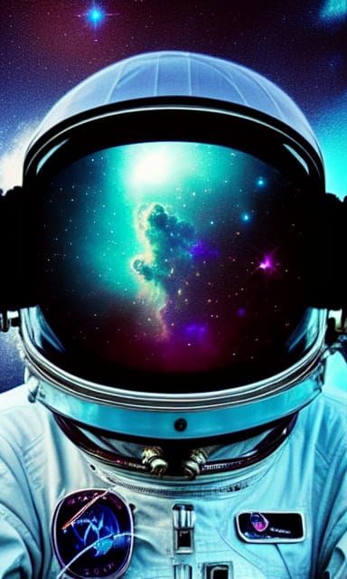 Nebula Reflection in Astronaut Helmet: Detailed Digital Pain...
